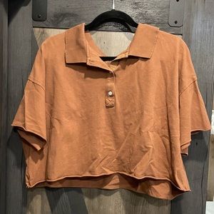 brown cropped polo